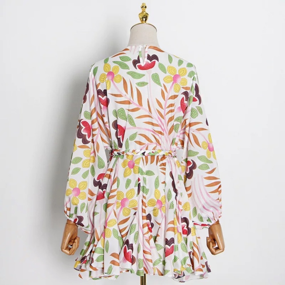 CLEARANCE Garden Party Floral Balloon Sleeve Mini Dress - Picture 3 of 8